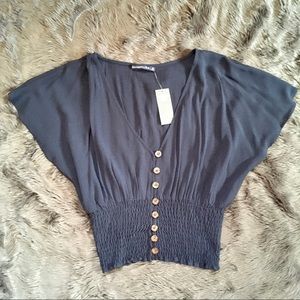 Abercrombie & Fitch Navy Blue pullover button top